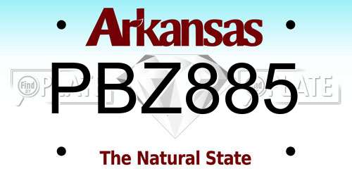 PBZ885 Arkansas License Plate