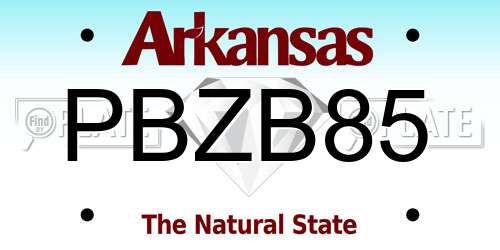PBZB85 Arkansas License Plate