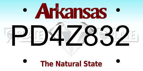 PD4Z832 Arkansas License Plate