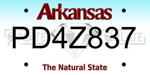 PD4Z837 Arkansas License Plate
