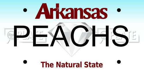 PEACHS Arkansas License Plate