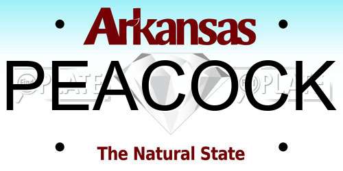 PEACOCK Arkansas License Plate