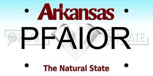 PFAIOR Arkansas License Plate