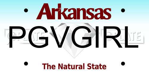 PGVGIRL Arkansas License Plate