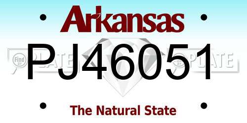 PJ46051 Arkansas License Plate