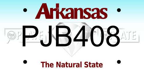 PJB408 Arkansas License Plate