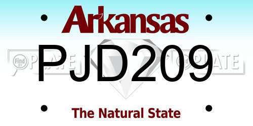 PJD209 Arkansas License Plate