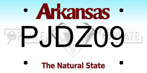 PJDZ09 Arkansas License Plate