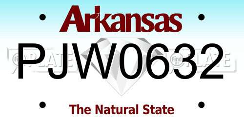 PJW0632 Arkansas License Plate