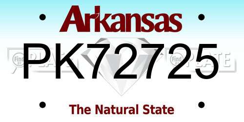 PK72725 Arkansas License Plate