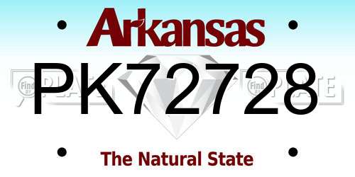 PK72728 Arkansas License Plate