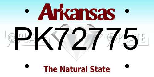PK72775 Arkansas License Plate