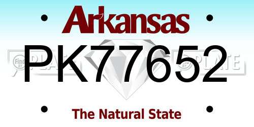 PK77652 Arkansas License Plate