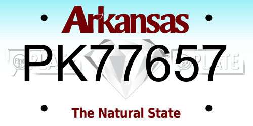 PK77657 Arkansas License Plate