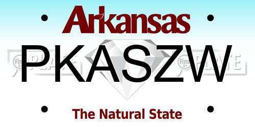 PKASZW Arkansas License Plate