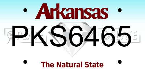 PKS6465 Arkansas License Plate