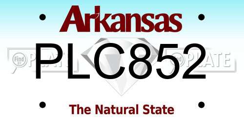 PLC852 Arkansas License Plate