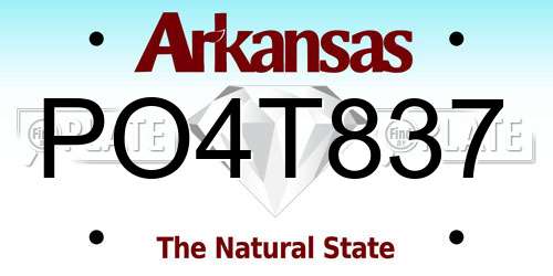 PO4T837 Arkansas License Plate