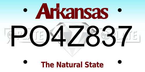 PO4Z837 Arkansas License Plate
