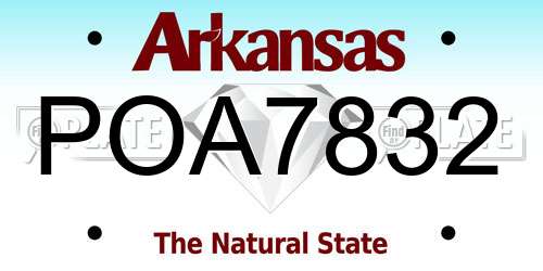 POA7832 Arkansas License Plate