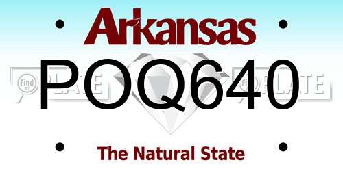 POQ640 Arkansas License Plate
