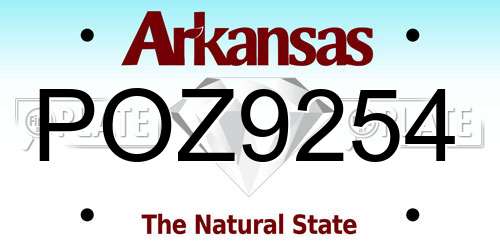 POZ9254 Arkansas License Plate
