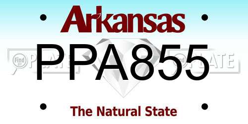 PPA855 Arkansas License Plate