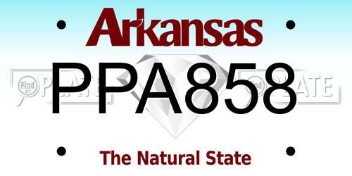 PPA858 Arkansas License Plate