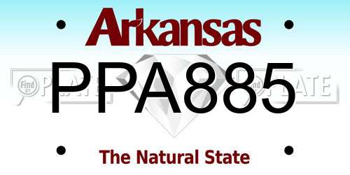 PPA885 Arkansas License Plate