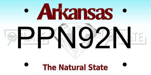 PPN92N Arkansas License Plate