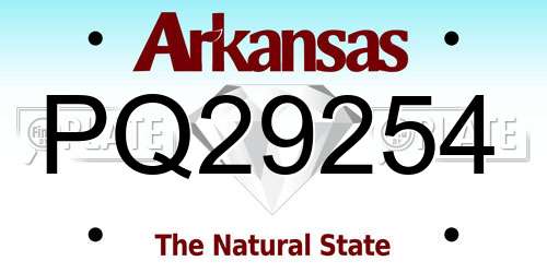 PQ29254 Arkansas License Plate
