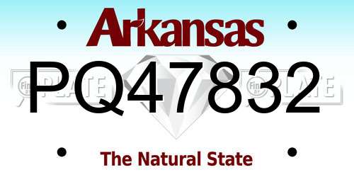 PQ47832 Arkansas License Plate