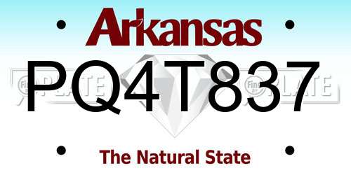 PQ4T837 Arkansas License Plate