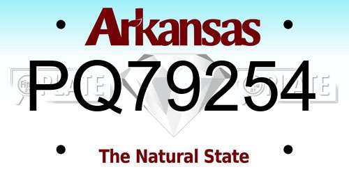 PQ79254 Arkansas License Plate