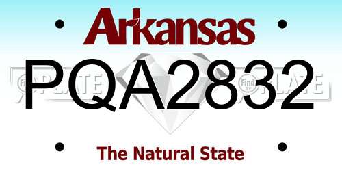 PQA2832 Arkansas License Plate