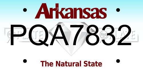 PQA7832 Arkansas License Plate