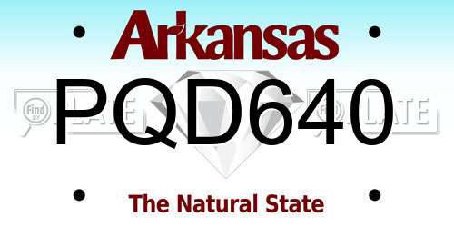 PQD640 Arkansas License Plate