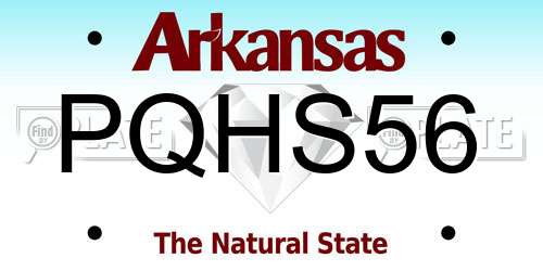 PQHS56 Arkansas License Plate
