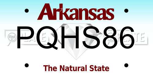 PQHS86 Arkansas License Plate