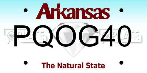 PQOG40 Arkansas License Plate
