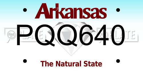 PQQ640 Arkansas License Plate