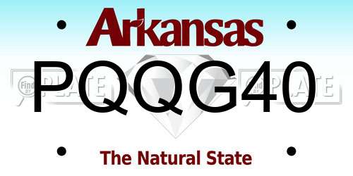 PQQG40 Arkansas License Plate