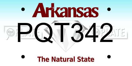PQT342 Arkansas License Plate