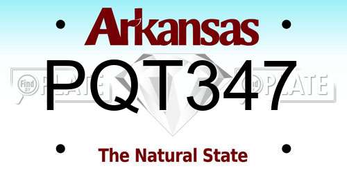PQT347 Arkansas License Plate
