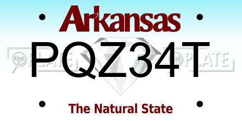 PQZ34T Arkansas License Plate