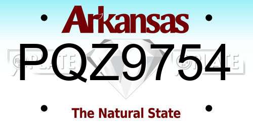 PQZ9754 Arkansas License Plate
