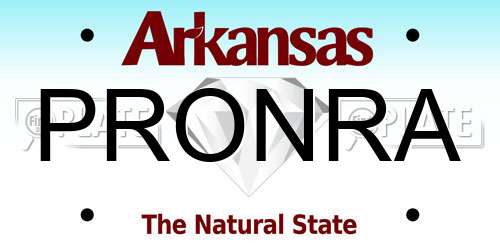 PRONRA Arkansas License Plate