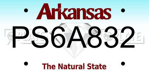 PS6A832 Arkansas License Plate