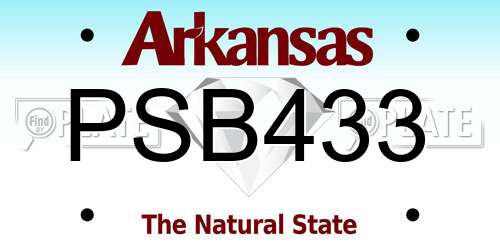 PSB433 Arkansas License Plate