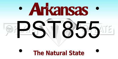 PST855 Arkansas License Plate